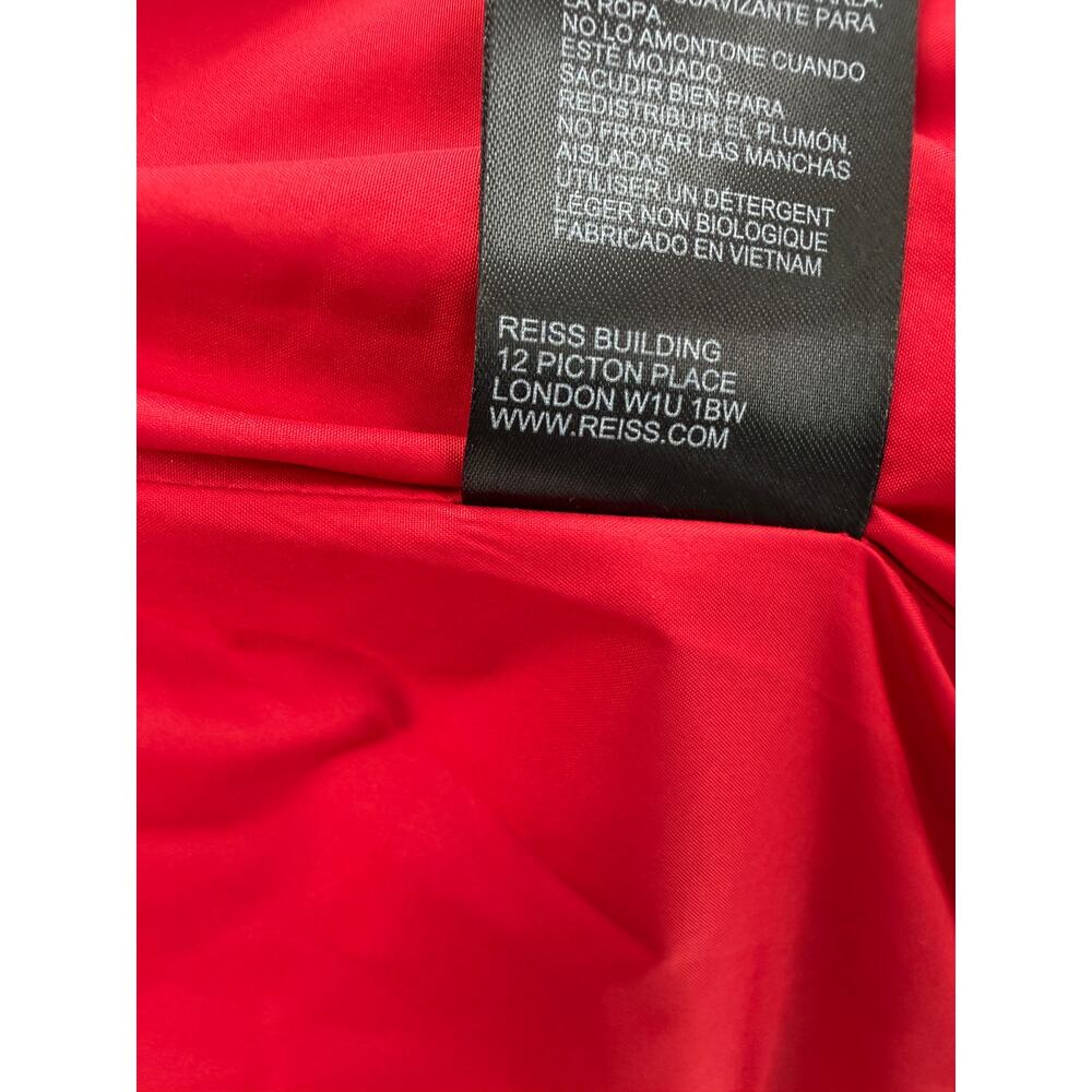 REISS Thea Short Puffer Jacket NEW Size S Red Quilted Hoodie $565 Coat Winter - Picture 16 of 16